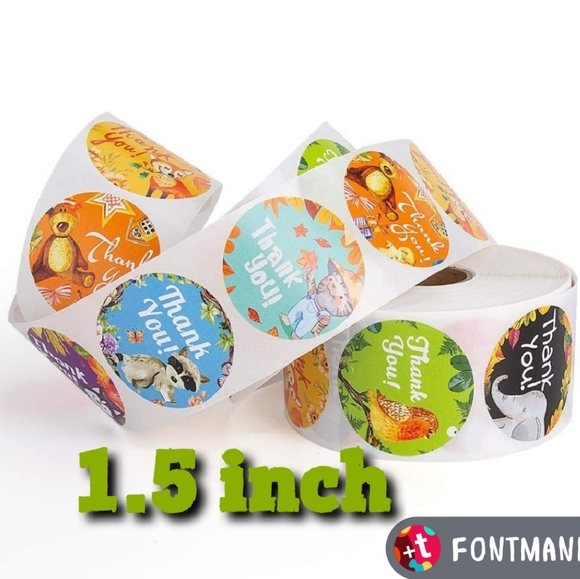 100 ct  1.5 Inch Thank You Stickers, Thank You for - Picture 12 of 12